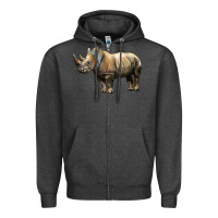 Charcoal Heather Rhino Illustrations Zipper Hoodie - LillyAllenDesigns