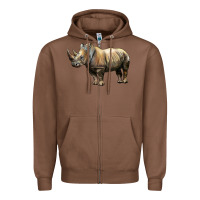Chestnut Rhino Illustrations Zipper Hoodie - LillyAllenDesigns