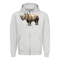 Dove Grey Rhino Illustrations Zipper Hoodie - LillyAllenDesigns