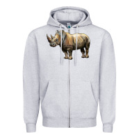 Heather Grey Rhino Illustrations Zipper Hoodie - LillyAllenDesigns