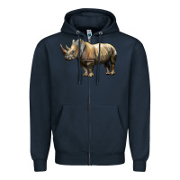Navy Rhino Illustrations Zipper Hoodie - LillyAllenDesigns
