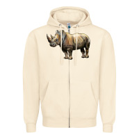 Sandshell Rhino Illustrations Zipper Hoodie - LillyAllenDesigns