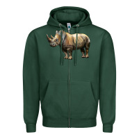 Sports Green Rhino Illustrations Zipper Hoodie - LillyAllenDesigns