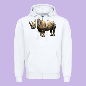 Rhino Illustrations Zipper Hoodie Designed By Lillyallendesigns