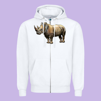 Rhino Illustrations Zipper Hoodie Designed By Lillyallendesigns