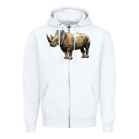 White Rhino Illustrations Zipper Hoodie - LillyAllenDesigns