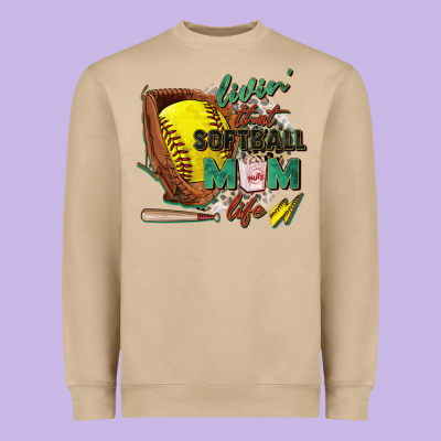 Livin' That Softball Mom Life Heavyweight Sweatshirt Designed By Zillion Design Studio
