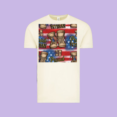 Proud Veteran Seamless Pattern Vintage Tee Designed By Hra Design Shop