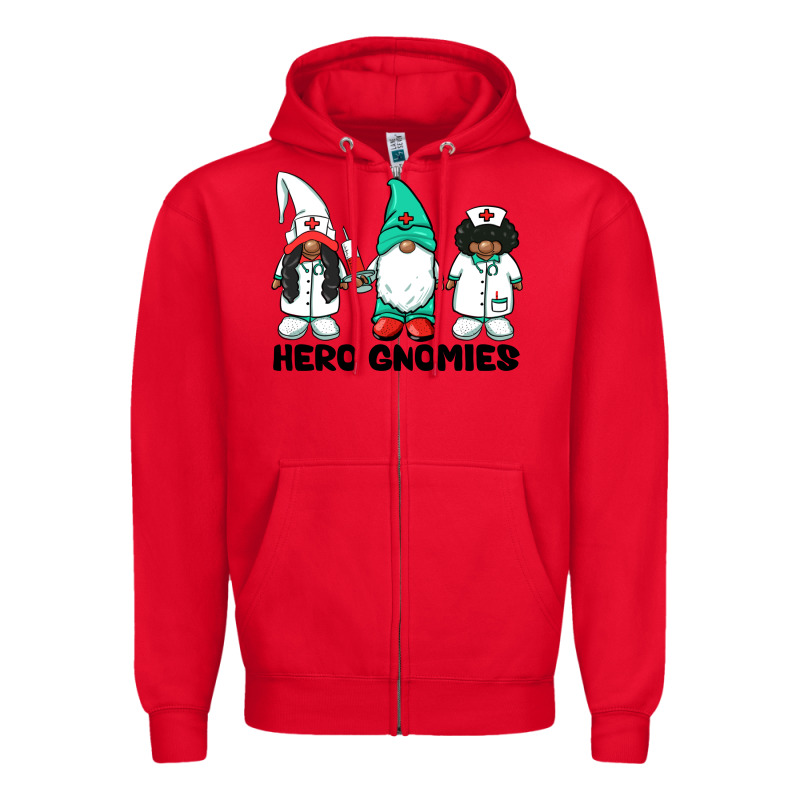 Hero Gnomies African American Nurse Gnomies Medical Gnomies Zipper Hoodie by BarkalooDesign | Teevron