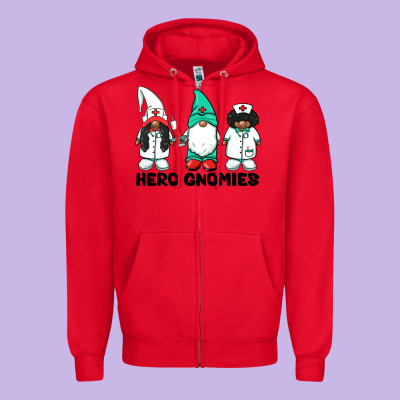 Hero Gnomies African American Nurse Gnomies Medical Gnomies Zipper Hoodie Designed By Barkaloodesign