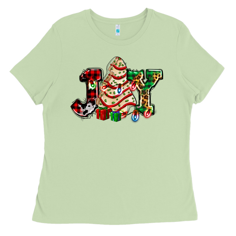 Joy With Christmas Tree Cake Ado Ladies Tee by AdoDesignShop | Teevron