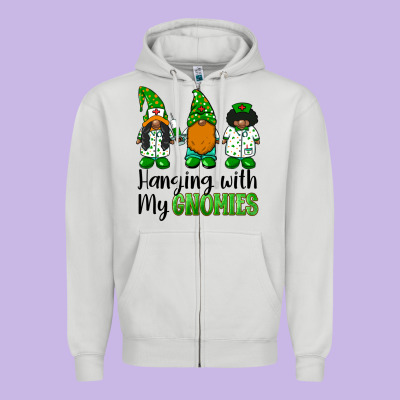 Hanging With My Gnomies African American Nurse Gnomies Zipper Hoodie Designed By Barkaloodesign
