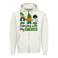 Oatmeal Heather hanging with my gnomies african american nurse gnomies Zipper Hoodie - BarkalooDesign