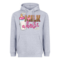 Heather Grey milkaholic girls Heavyweight Hoodie - NancyCooperArtShop