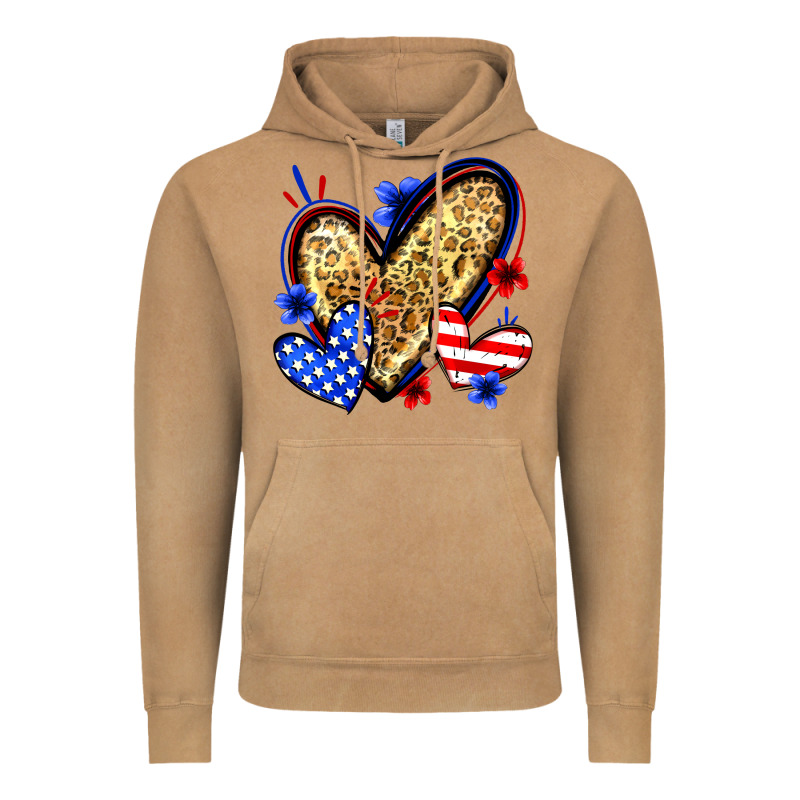 American Flag Heart Leopard Vintage Hoodie by Zillion Design Studio | Teevron