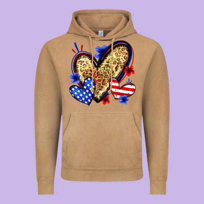 American Flag Heart Leopard Vintage Hoodie Designed By Zillion Design Studio