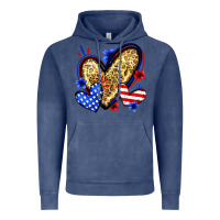 Vintage Denim American flag heart leopard Vintage Hoodie - Zillion Design Studio