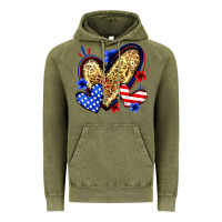 Vintage Olive American flag heart leopard Vintage Hoodie - Zillion Design Studio