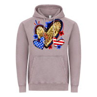 Vintage Zinc American flag heart leopard Vintage Hoodie - Zillion Design Studio