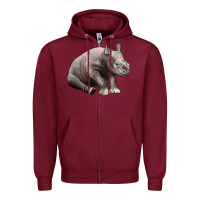 Burgundy Baby Rhino Illustrations Zipper Hoodie - LillyAllenDesigns