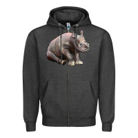 Charcoal Heather Baby Rhino Illustrations Zipper Hoodie - LillyAllenDesigns