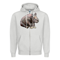 Dove Grey Baby Rhino Illustrations Zipper Hoodie - LillyAllenDesigns