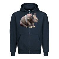Navy Baby Rhino Illustrations Zipper Hoodie - LillyAllenDesigns