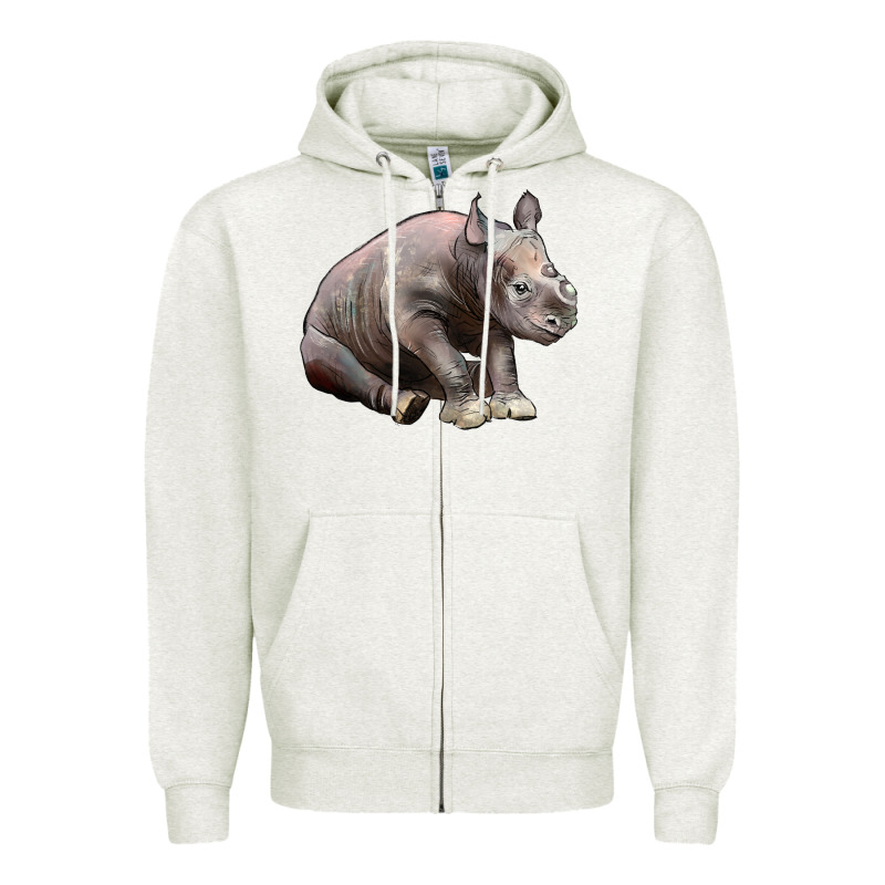 Baby Rhino Illustrations Zipper Hoodie by LillyAllenDesigns | Teevron