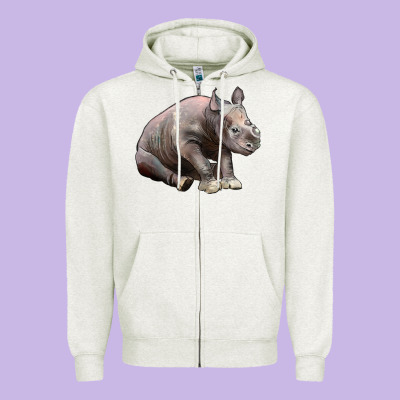 Baby Rhino Illustrations Zipper Hoodie Designed By Lillyallendesigns