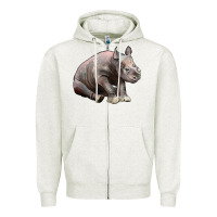 Oatmeal Heather Baby Rhino Illustrations Zipper Hoodie - LillyAllenDesigns