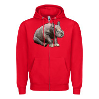 Red Baby Rhino Illustrations Zipper Hoodie - LillyAllenDesigns