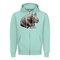 Seafoam Baby Rhino Illustrations Zipper Hoodie - LillyAllenDesigns