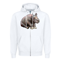 White Baby Rhino Illustrations Zipper Hoodie - LillyAllenDesigns