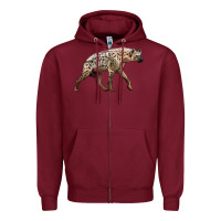 Burgundy hyena Zipper Hoodie - LillyAllenDesigns