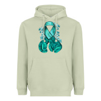 Ovarian Cancer Teal Ribbon With Boxing Gloves Heavyweight Hoodie | Teevron