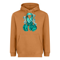 Meerkat Ovarian Cancer teal ribbon with boxing gloves Heavyweight Hoodie - NancyCooperArtShop