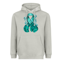 Moon Dust Ovarian Cancer teal ribbon with boxing gloves Heavyweight Hoodie - NancyCooperArtShop