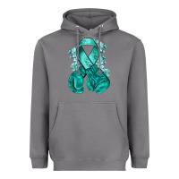 Storm Ovarian Cancer teal ribbon with boxing gloves Heavyweight Hoodie - NancyCooperArtShop