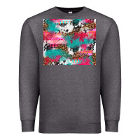 Charcoal Heather leopard cowhide pink turquoise glitter Premium Sweatshirt - NancyCooperArtShop