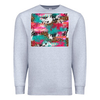 Heather Grey leopard cowhide pink turquoise glitter Premium Sweatshirt - NancyCooperArtShop