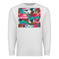 Oatmeal Heather leopard cowhide pink turquoise glitter Premium Sweatshirt - NancyCooperArtShop