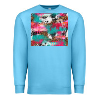 Ocean Blue leopard cowhide pink turquoise glitter Premium Sweatshirt - NancyCooperArtShop
