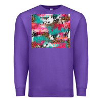 Purple leopard cowhide pink turquoise glitter Premium Sweatshirt - NancyCooperArtShop