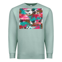 Seafoam leopard cowhide pink turquoise glitter Premium Sweatshirt - NancyCooperArtShop