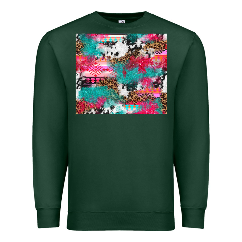 Leopard Cowhide Pink Turquoise Glitter Premium Sweatshirt by NancyCooperArtShop | Teevron