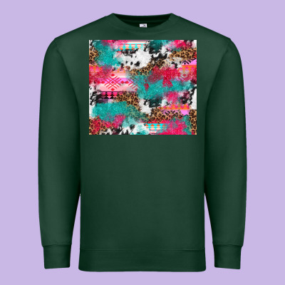 Leopard Cowhide Pink Turquoise Glitter Premium Sweatshirt Designed By Nancycooperartshop