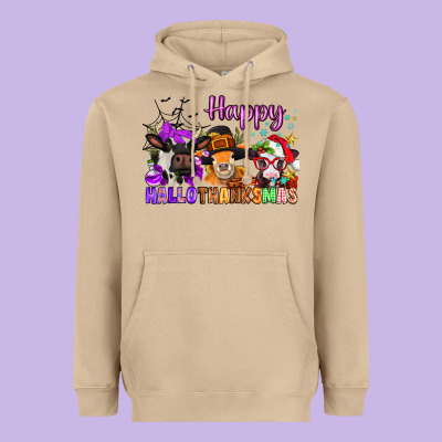 Happy Hallothanksmas Cows  Nancy Heavyweight Hoodie Designed By Nancycooperartshop