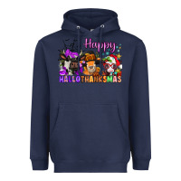 Navy happy hallothanksmas cows  nancy Heavyweight Hoodie - NancyCooperArtShop