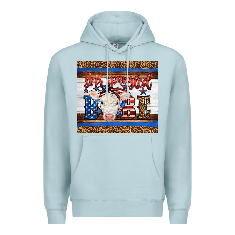 4th Of July Western Star Spangled Baby Cow Premium Hoodie by LillyAllenDesigns | Teevron