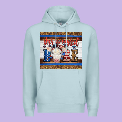 4th Of July Western Star Spangled Baby Cow Premium Hoodie Designed By Lillyallendesigns